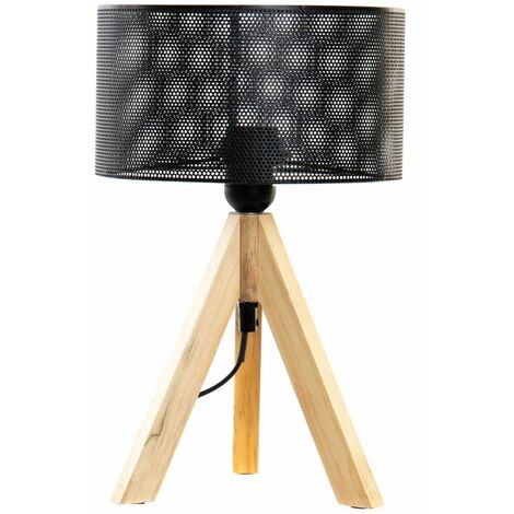 Lampe rétro en métal et bois 35 cm