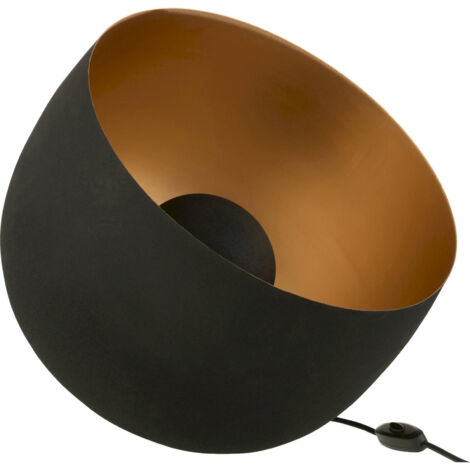 Lampe ronde intérieur métal noir finition or ambiance chaleureuse - Noir mat intérieur or