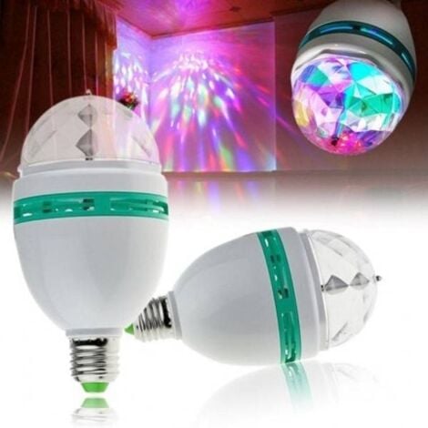 BR-Vie Ampoule LED 220 V en forme de boule disco rotative USB multicolore  RGB pour discothèque, karaoké, fête, scène, 8 x 8 cm (Blanc)