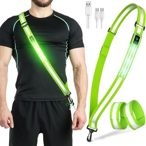 Lampe Running Pectorale, Gilet de Sécurité Unisexe, Gilet Réfléchissant Running LED Rechargeable Lampe Course a Pied, Harnais de Reflechissant Réglable pour Jogging,Randonnée,Vélo la Nuit
