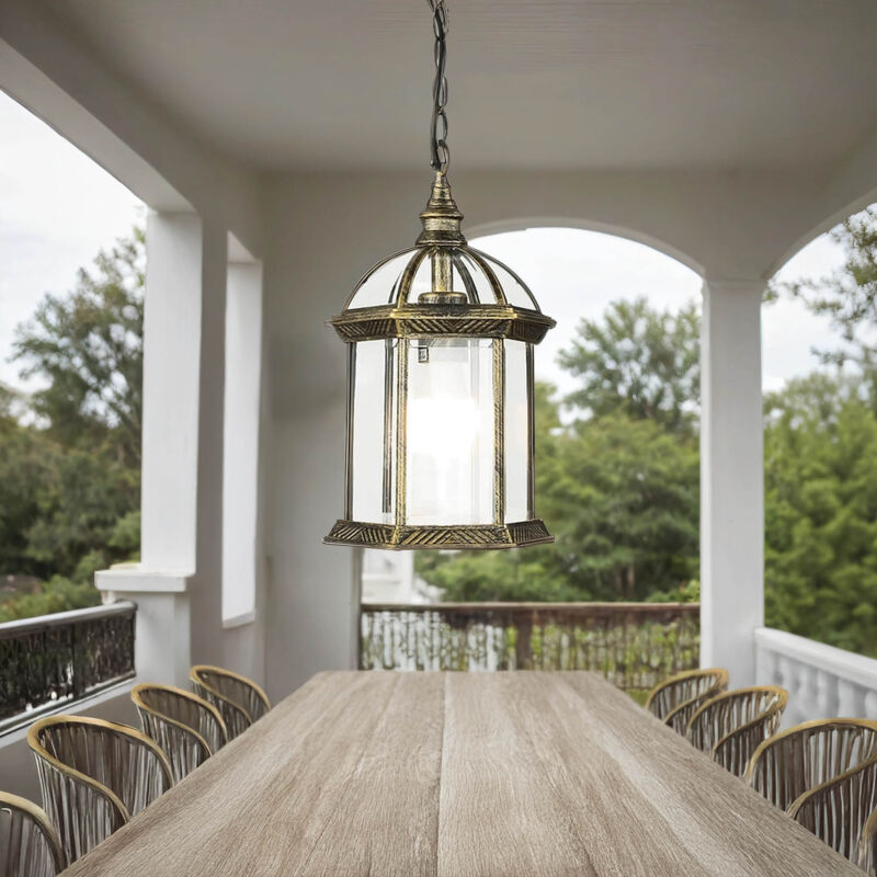 Lampe rustique suspendue or antique pour extérieur wien IP23 - Or antique