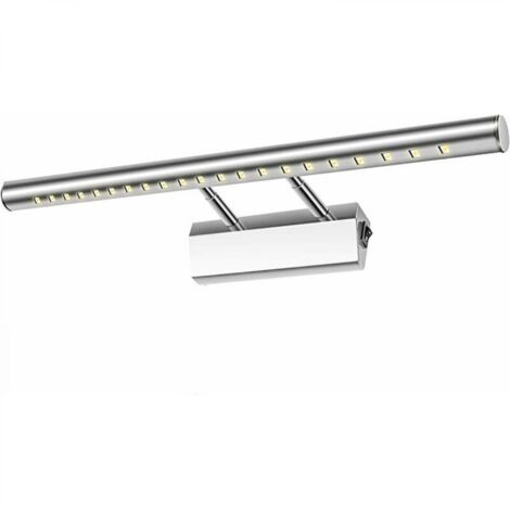 Lampe Salle de Bain Mirroir LED 5W Applique Murale Lumière Tableau Étanche IP44 Réglable 180°avec Interrupteur en Acier Inoxydable Éclairage Décoration Meuble WC Toilette Maquillage 40cm（blanche）