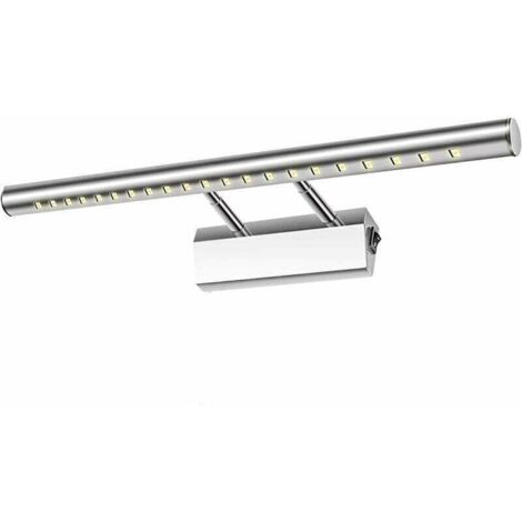 Lampe Salle de Bain Mirroir LED 5W Applique Murale Lumière Tableau Étanche IP44 Réglable 180°avec Interrupteur en Acier Inoxydable Éclairage Décoration Meuble WC Toilette Maquillage 40cm（blanche）