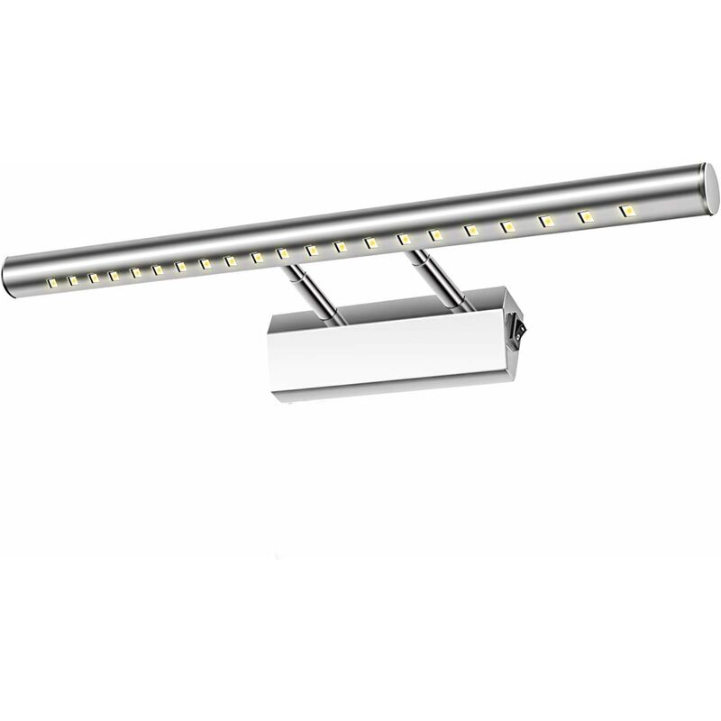 Applique de salle de bain LED 5W étanche IP44 – Lumière blanche froide 6000K – Réglable 180° avec interrupteur en inox – 40cm