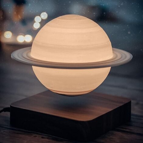 Lampe Saturne à Lévitation Magnétique Veilleuse LED impression 3D lampe flottante lampe rotative à 360 ° lampe de bureau globale pour salon chambre décor [Classe énergétique G]
