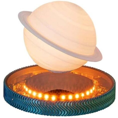 Lampe Saturne Lévitation Magnétique Impression 3D Lumière Lune avec Base Lumineuse Flottante & Tournante Rotation 360° Lumière Saturne 3 Modes de Couleurs Contrôle Tactile Veilleuse pour Bureau Chambr