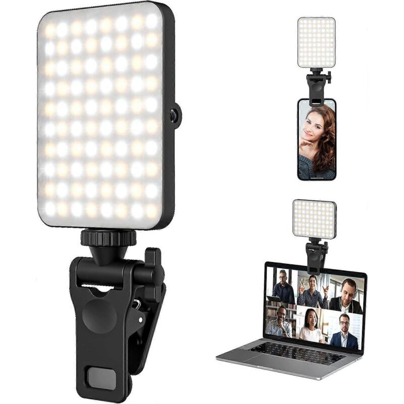 Lampe selfie rechargeable et clip lumineux pour iPhone - Lampe LED pour téléphone portable, idéale pour les selfies, le maquillage, TikTok et les