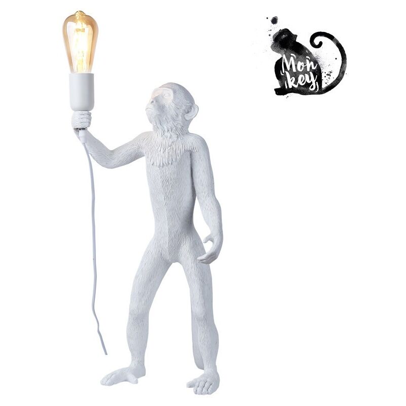 Lampe design singe en résine 'Micu' - Blanc Lampe design singe en résine 'Micu' - Blanc