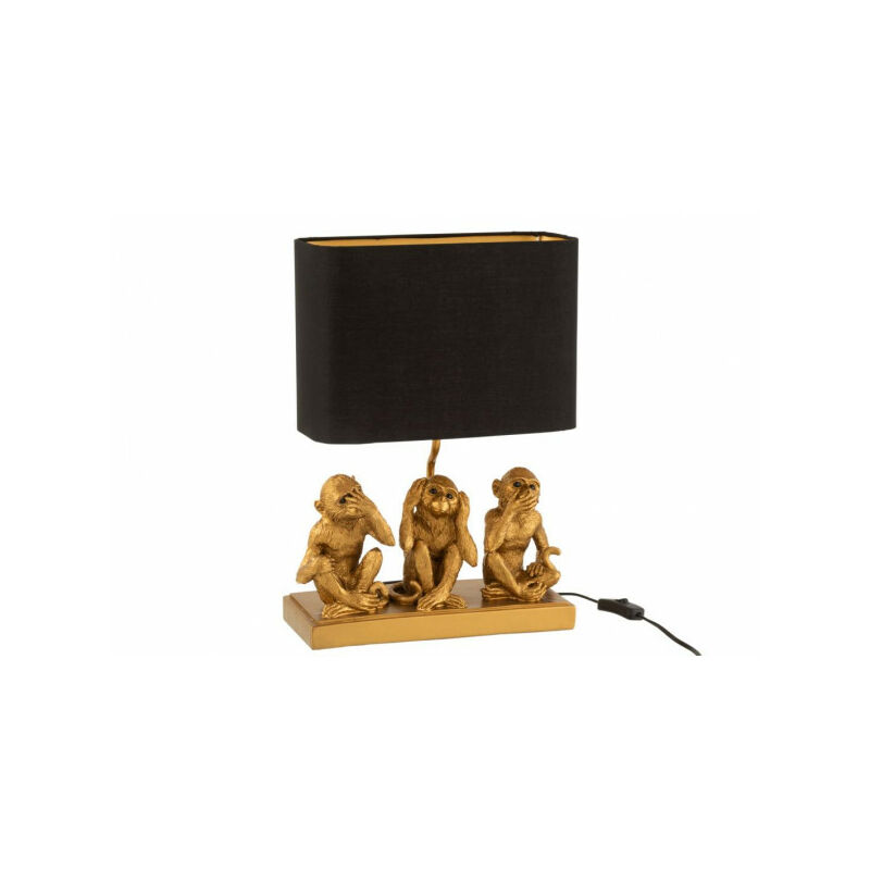 Lampe Singe Entendre/Voir/Se Taire Resine Or - l 30 x l 12,5 x h 32 cm - Doré