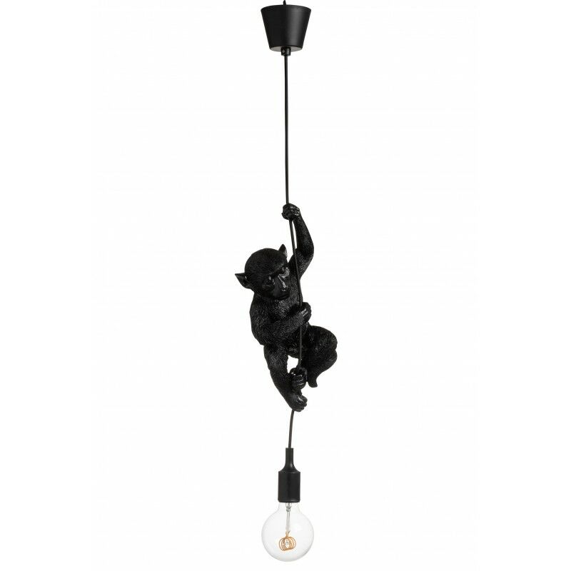 J-line - Lampe singe suspendue en résine noir 16.5x12.5x96 cm