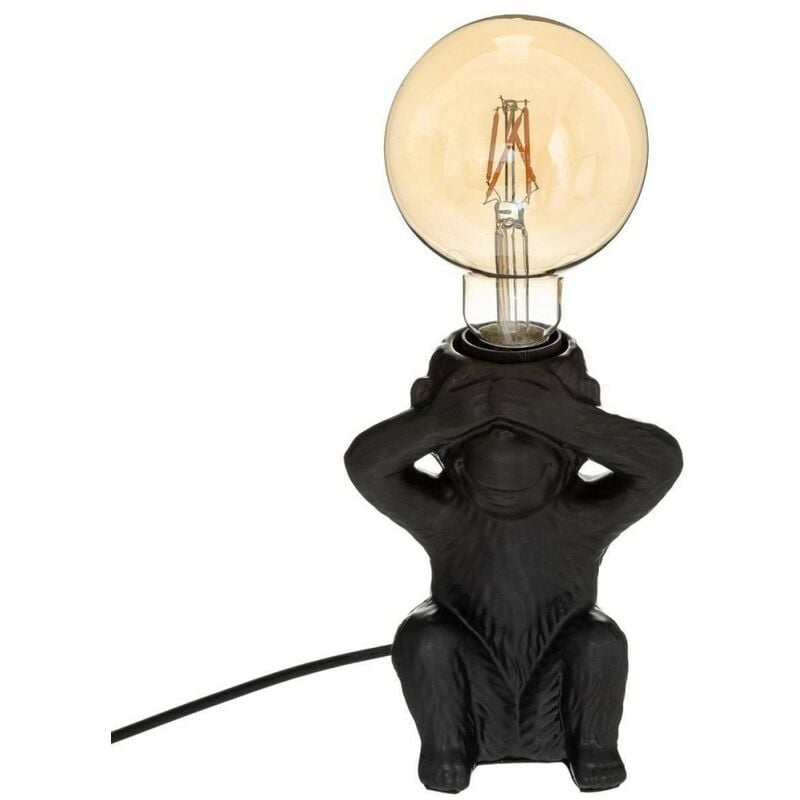 Lampe socle céramique singe yeux noir H17