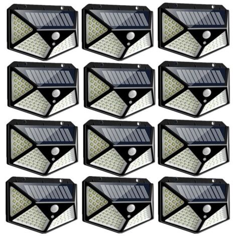 Lampe solaire 100LED IP65 étanche extérieur - 12 Pack