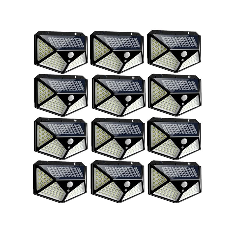 Highsam - Lampe solaire 100LED IP65 étanche extérieur - 12 Pack