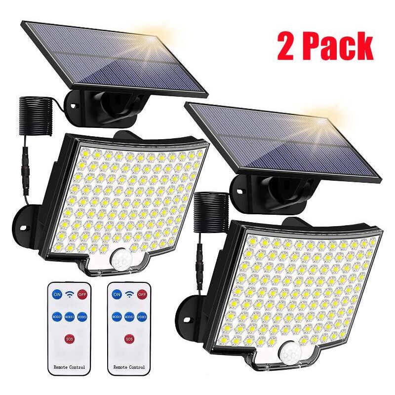 Highsam - Lampe solaire 106LED 4 Modes IP65 5M Capteur de mouvement - 2 Pack