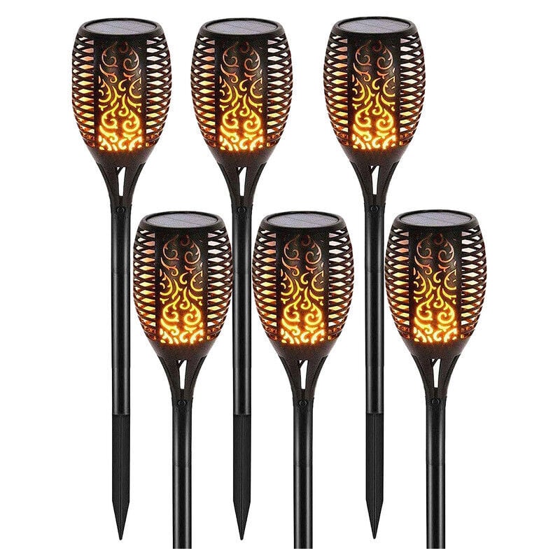 SNQ - Lampe solaire 12 led 54cm Décor de jardin extérieur à lumière vacillante , 6 Pack,