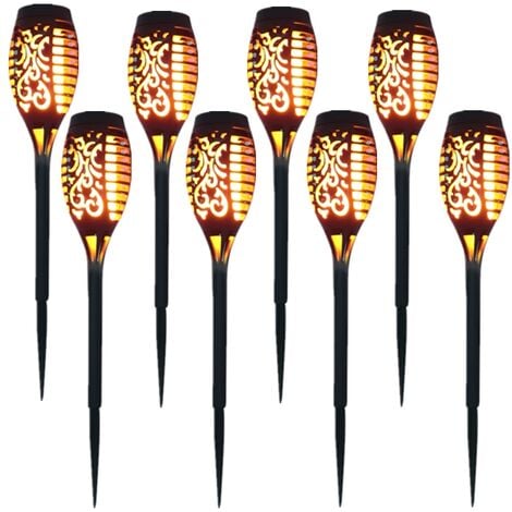 Lampe solaire 12 LED 54cm Décor de jardin extérieur à lumière vacillante - 8 Pack