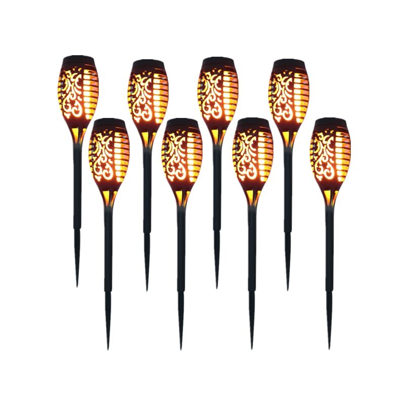 Highsam - Lampe solaire 12 led 54cm Décor de jardin extérieur à lumière vacillante - 8 Pack
