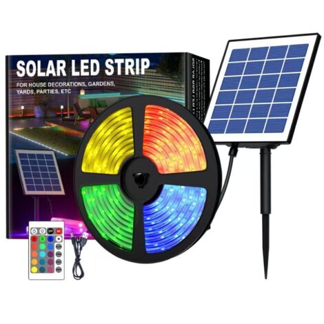 Lampe solaire, 16 couleurs, bande lumineuse LED, 10 mètres, éclairage de jardin, bande lumineuse décorative pour patio