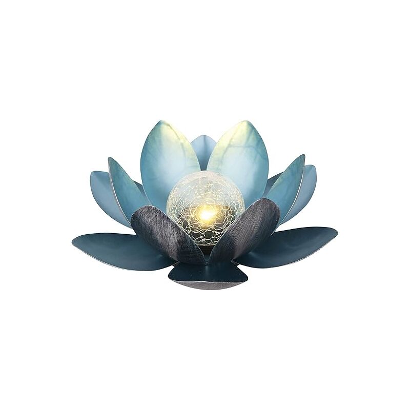 Linghhang - Lampe Solaire, diamètre 27 cm, Hauteur 11 cm, métal, Argent/Bleu