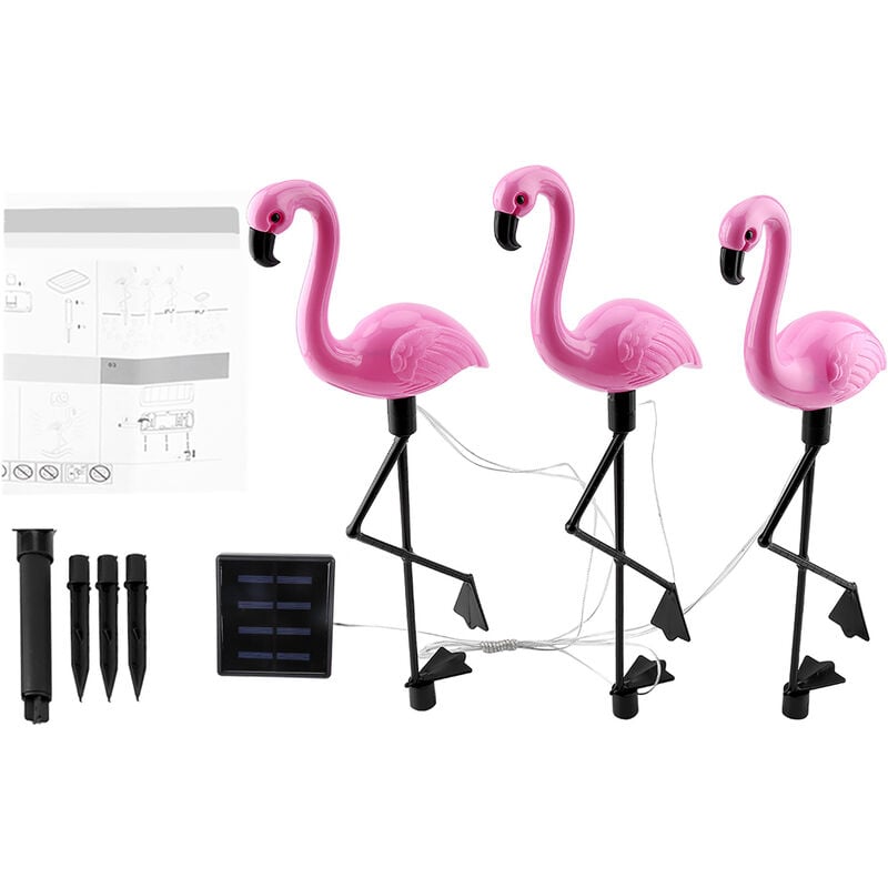 Lampe solaire 3 en 1 led Flamingo pour lampe de pelouse de jardin de cour étanche extérieure - Jeffergarden