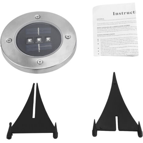 Lampe solaire 3 LED enterrée pour pelouse, éclairage extérieur, jardin, cour, allée (rouge)