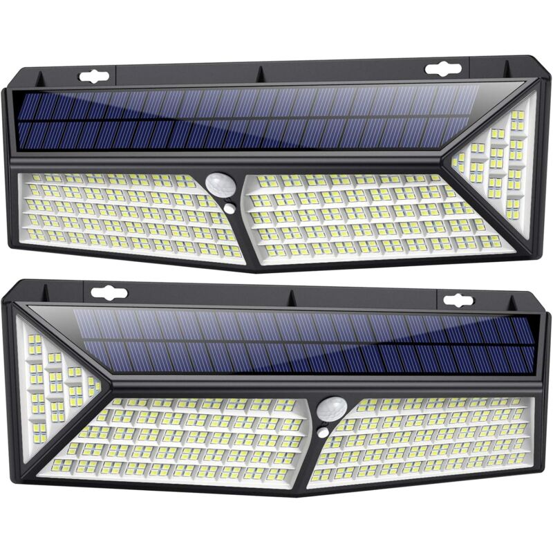 Lampe Solaire 430 LED【Puissante - 3500LM - 270° Angle】 Détecteur de mouvement éclairage Extérieur Spot sans Fil Sécurité étanche Lumière Solaire pour