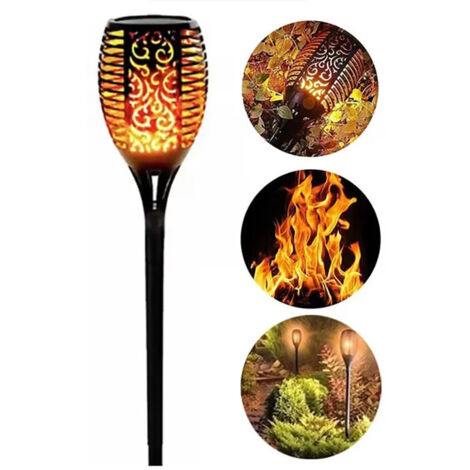 Lampe solaire 96 led, lampe solaire à effet flamme, décor de jardin extérieur à lumière vacillante, pour jardin, pelouse et allées, étanchéité ip65, 1 pack