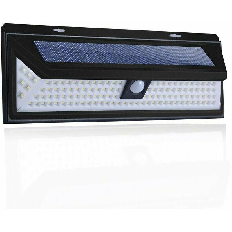 Lampe Solaire à 118 led - Applique Murale avec Capteur de Mouvement pir - Éclairage de 1000 Lumens - Étanche IP65 pour Usage Extérieur dans le Jardin.