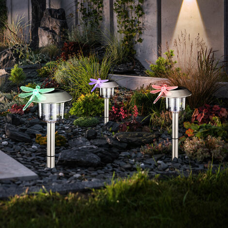 Lot De 3 Lampes Solaires De Jardin D'Extérieur À Changement De