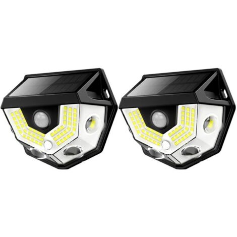 Lampe solaire à détecteur de mouvement, grand angle 270°, étanche IP65, éclairage de sécurité extérieur pour porte d'entrée, cour et garage (lot de 2)