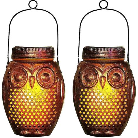 Lampe solaire à effet flamme hibou, lampe solaire à effet flamme clignotante, éclairage paysager extérieur étanche à suspendre, Sola