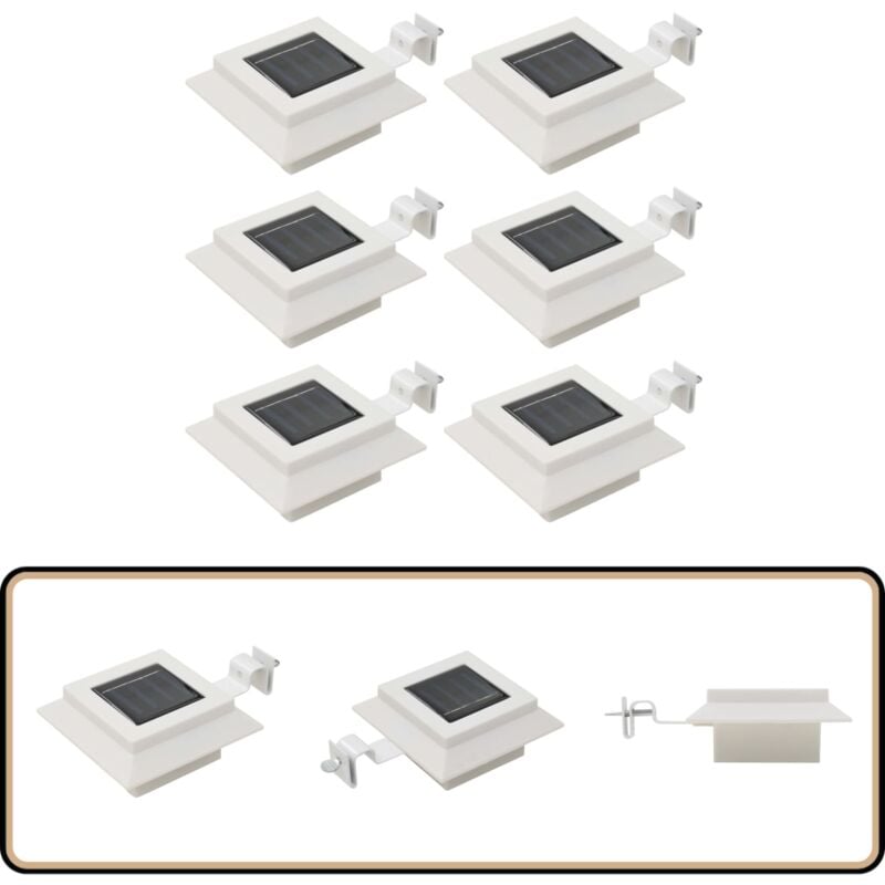 Lampe solaire à led carrée d'extérieur 6 pcs 12 cm Blanc - Lampes Solaires Exterieures - Éclairage Solaire - Lumières Led Extérieures - Luminaires