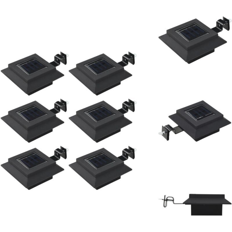 Lampe solaire à LED carrée d'extérieur 6 pcs 12 cm Noir - Lampes Solaires Exterieures - Éclairage Solaire - Lumières Led Extérieures - Luminaires