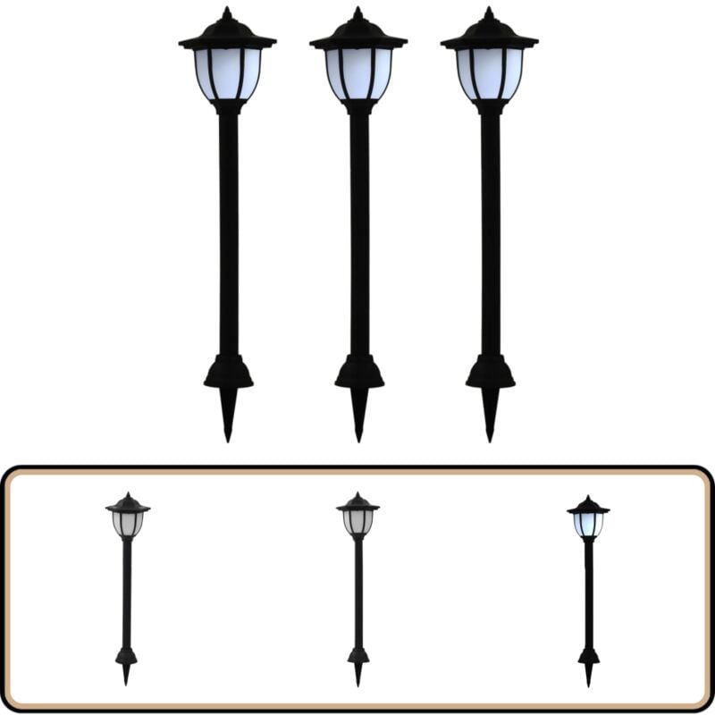Lampe solaire à led d'extérieur 3 pcs Noir - Lampes Solaires Exterieures - Éclairage Solaire Extérieur - Lumieres Led Extérieures - Décoration Jardin