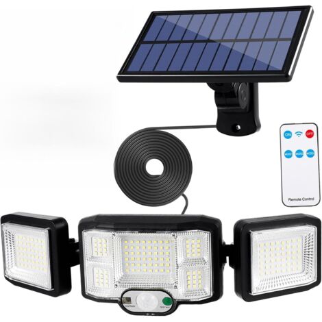 Lampe solaire à LED étanche IP65 avec télécommande – Lumière chaude 1800lm pour installation extérieure
