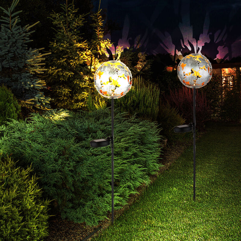 Lampe solaire à led Piquet de terre Décoration de jardin Feuilles d'érable Lampe de terrasse Lampe enfichable, gris argenté, blanc chaud, DxH 12x91,5