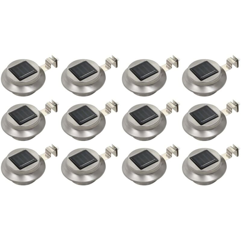 Lampes solaires à LED rondes d'extérieur 12 pcs 12 cm Blanc