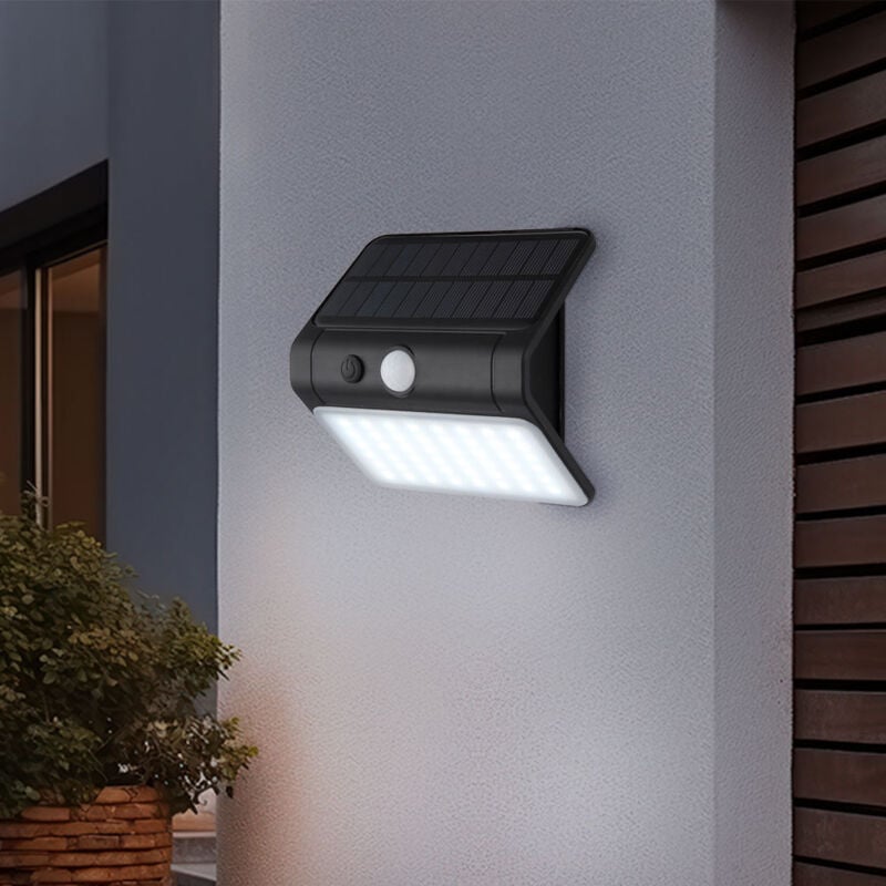 Lampe solaire applique extérieure applique led capteur IP54 détecteur de mouvement noir