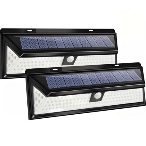 Lampe Solaire Applique Murale 118LED avec détecteur IP65, éclairage de Jardin extérieur, capteur de mouvement étanche, 2 pièces