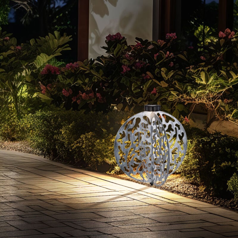 Globo - Lampe solaire argent patio lumière Reto lampe d'extérieur, led plug-in lumière jardin décoration balcon antique, métal, 1x led 3000K, DxH