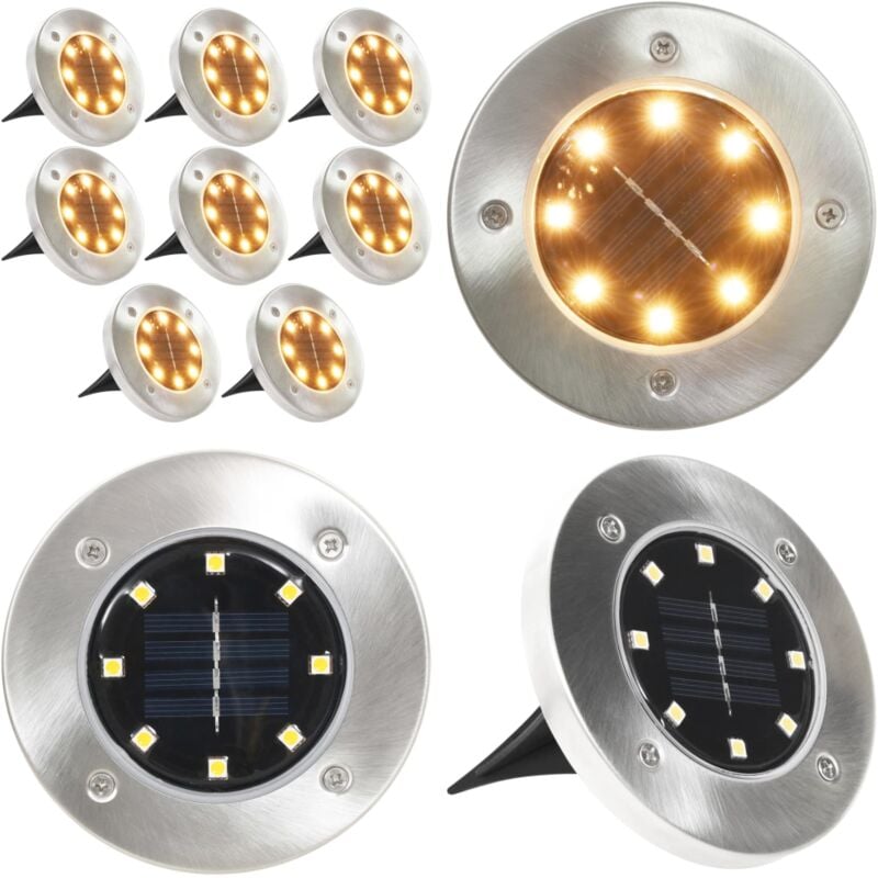 Lampe solaire au sol 8 pcs Lumières led blanches chaudes - Lampes Solaires Exterieur - Éclairage Solaire - Luminaire Extérieur - Lumières Led