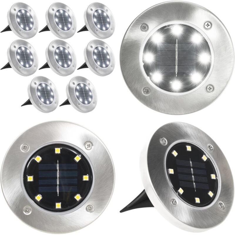 Lampe solaire au sol 8 pcs Lumières led blanches - Lampes Solaires Exterieur - Éclairage Solaire - Luminaire Extérieur - Lampadaire Solaire