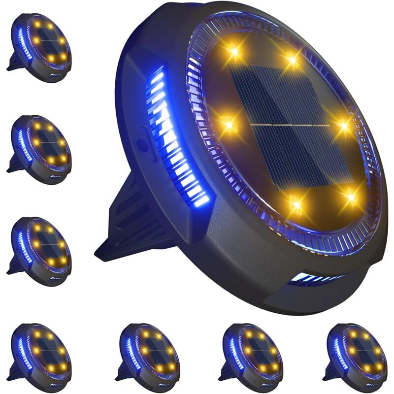 Lampe solaire au sol, mise à niveau 10 LED 1000 mAh IP65, étanche, éclairage de jardin, 14 heures, éclairage ultra long, éclairage paysager pour