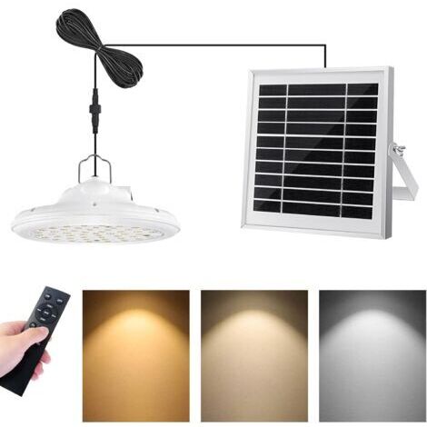 Lampe solaire blanche d'intérieur et d'extérieur, 3 modes d'éclairage, panneau solaire réglable, 4 niveaux de luminosité, étanche IP66, idéale pour le jardin, le garage, la terrasse ou le sol.
