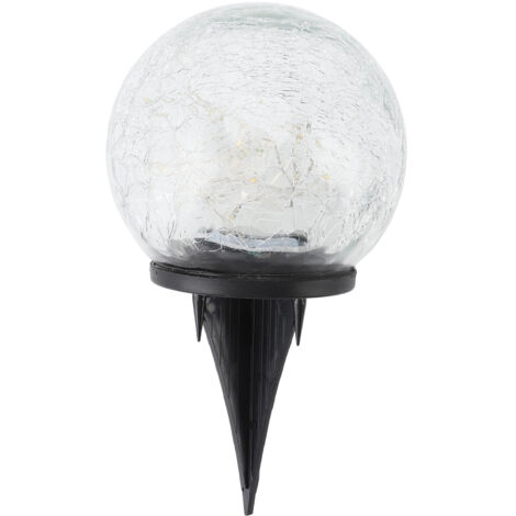 Lampe solaire boule étanche à allumage et extinction automatiques, décorative, LED jaune chaud, boule craquelée pour pelouse, jardin, cour, boule de 12 cm / 4,7 pouces, 30 LED