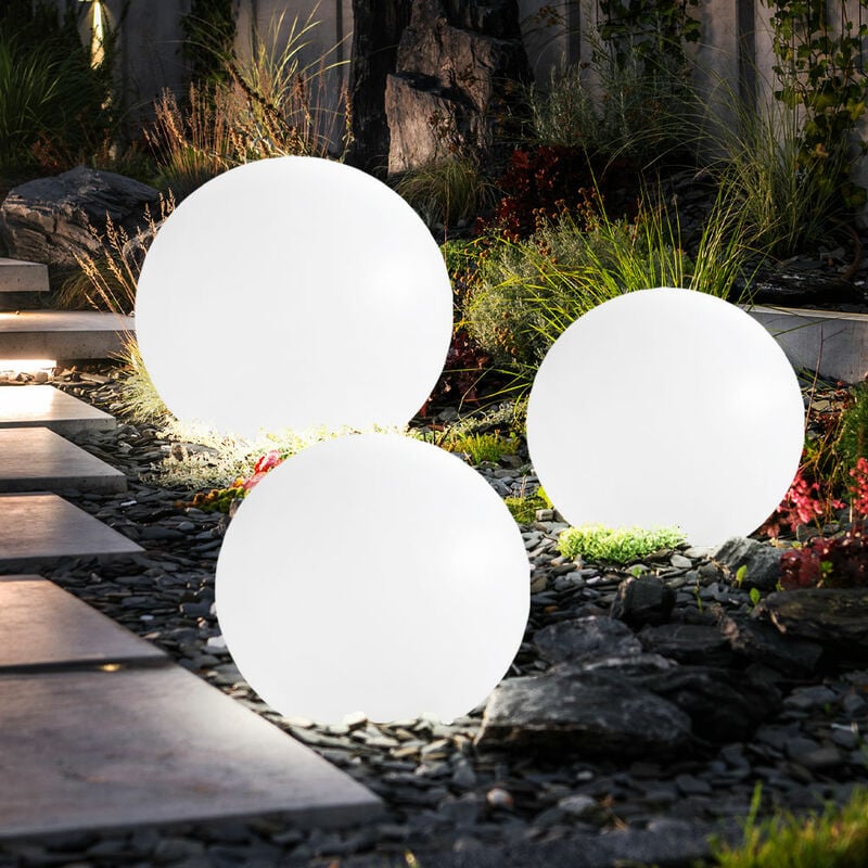 Expo Börse - Lampe solaire boule lumineuse solaire lampe de jardin boule lampe chemin lumière, piquet IP44 résistant aux intempéries batterie, blanc