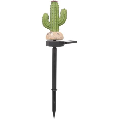 Lampe solaire cactus en résine à piquet panneau ajustable étanche, éclairage paysager pour allée pelouse terrasse et jardin