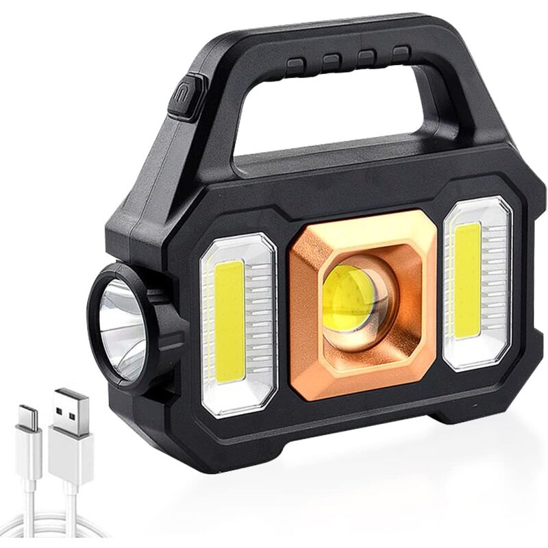 Lampe Solaire Camping, 2500 mAh Lampe de Poche LED Rechargeable 6 Modes d'éclairage, Étanche Portable Lampe de Recherche LED avec 33 LED Lampe pour