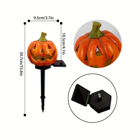 Lampe Solaire Citrouille Jack-O'-Lantern sur Piquet, 39,79,7cm, Étanche, Décoration Extérieure Halloween (1 Pièce)