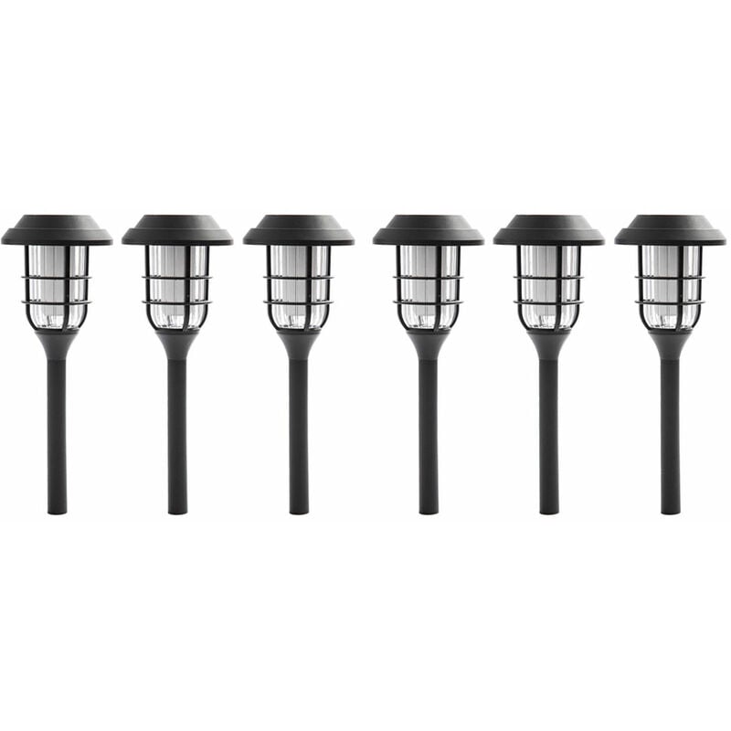 Lampe solaire décoration jardin pour extérieur piquet lampes solaires effet flamme piquet, plastique noir, batterie 6-8h, led blanc chaud, DxH 12x43